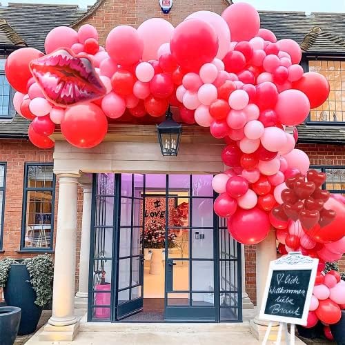 Ružičasti crveni balon Garland Arch Kit Macaron ružičasti retro ružičasti crveni baloni srčani usani baloni za Valentines Majčin dan
