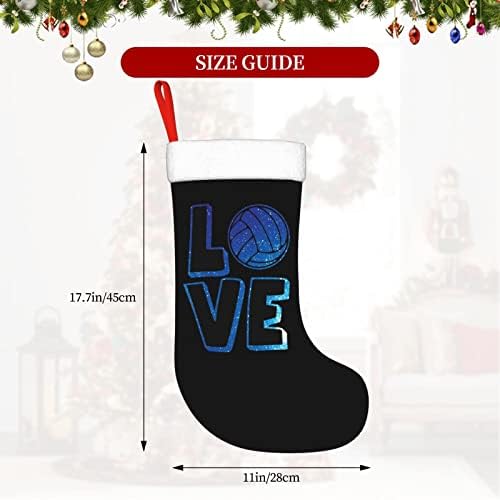 CUTEDWARF Volim odbojku Christma čarape božićne ukrase drveća božićne čarape za božićne blagdanske zabave darovi 18-inčni
