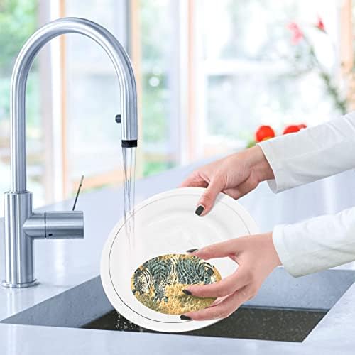 Kigai 3 PCS čišćenje spužva spužva bez mirisa kuhinja za čišćenje za pranje jela drvena spužva u pulpi - žuta slika zebre