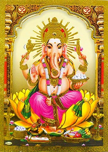 Obrt Indije najbolji od indijskih zanata Blagoslovi Ganesha/ Ganapati Reprint hinduistički bog plakat/ slika sa zlatnom folijom