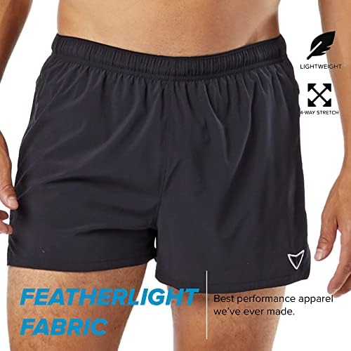 KORSA PACK LEDER 3 Kratko 2.0 za muškarce s džepovima | Lagana, vlage i kratka obloga | Za trčanje, vježbanje, teretana | Crno/crno,