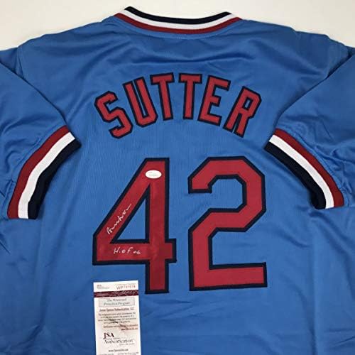 Autografirani/potpisani Bruce Sutter Hof 06 St. Louis Blue Baseball Jersey JSA CoA