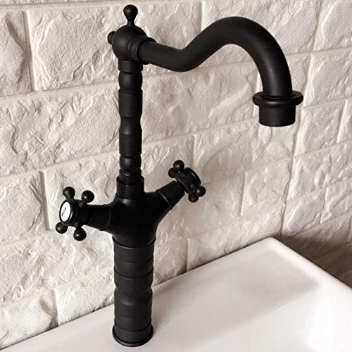 Crno ulje utrbano mesing dvostruki križ ruči jednoj rupi kupaonica kuhinjski bazen mikser slavina slavina slavina tapka