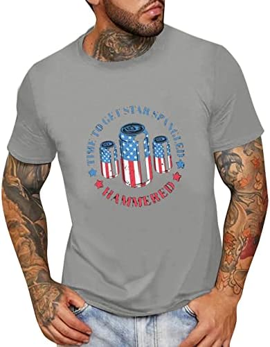 UBST muški domoljubni majica s kratkim rukavima Ljetna američka zastava Pismo tiskanje posada casual labavi modni osnovni tinejdžeri
