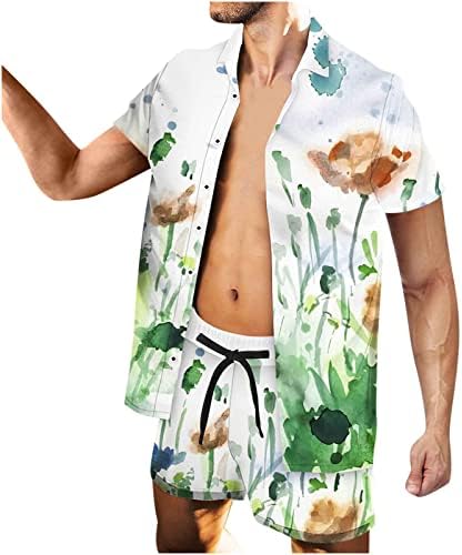 Plaža cvjetna košulja za muškarce ljetna tropska košulja i kratke hlače odjeće muške povremene stilske majice majice set
