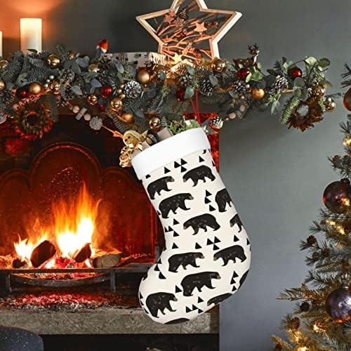 Augesterna božićna čarapa hipster medvjeda Woodland dvostrani kamin viseće čarape