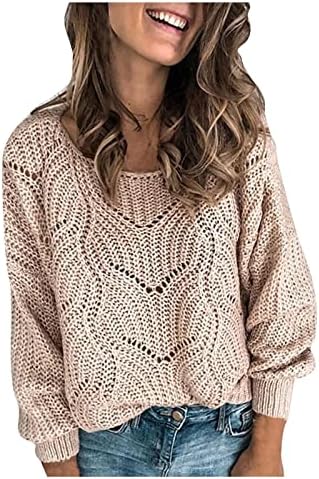 Plork za žene plus veličine, ženska pletiva pulover u boji šupljeg džempera