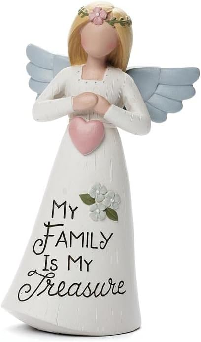 Blossom kanta graciozni osjećaji anđeo - obitelj, visina 5 inča, bijela, smola, figurica, dekor doma