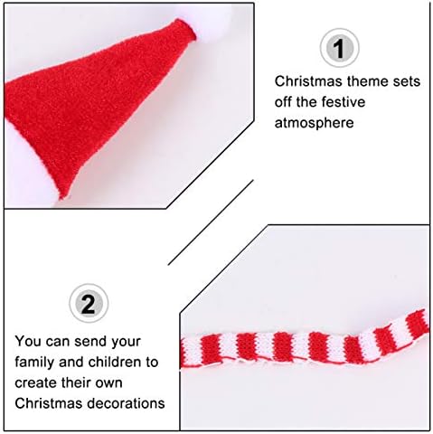 Wakauto Xmas Vino boca poklopac 20pcs božićni mini pleteni šešir šal božićni ukrasi drveća minijaturni diy pribor za kosu zanat slatka