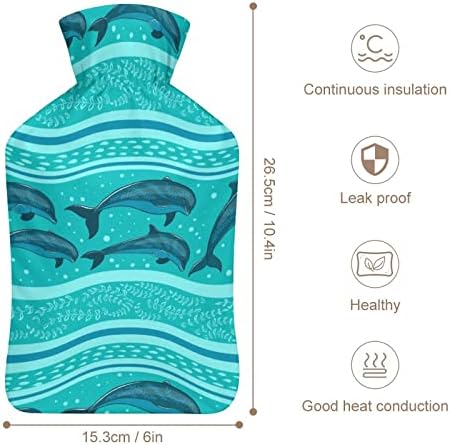 Delfini u moru 1000 ml gumena boca s toplom vodom s plišanim poklopcem toplo ubrizgavanje vrećice za hladnoću prijenosna
