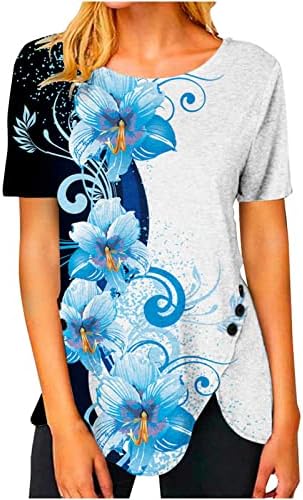 Majice za ženske ljetne jesenske čamce s kratkim rukavima vrat spandex leptir grafičke bluze majice dame 2023 odjeća