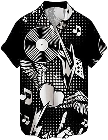 Muška modna košulja za kuglanje ležerna gumba dolje Havajska košulja glazbeni element uzorka na Havajima ljetne košulje na plaži