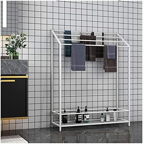 -Sol Metal Slobodno stajaće stalak za ručnik za kupanje s trakama za ručnike od nehrđajućeg čelika i policama za odlaganje, držač ručnika
