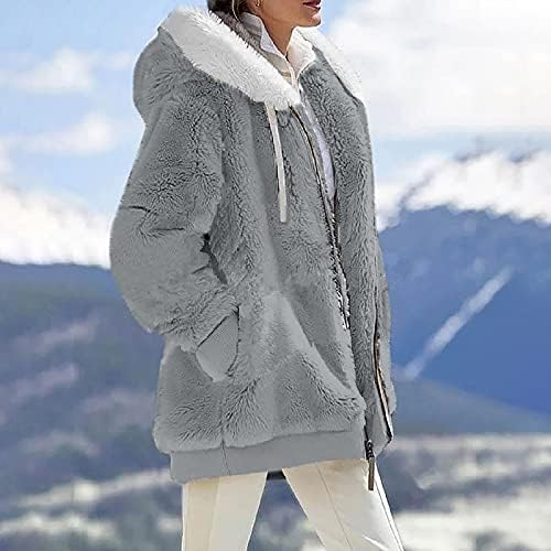 Foviguo zimski vrh za žene Party Classic Dugi rukavi s kapuljačom natezani džemper udobnost Čvrsti V vrat Zip najmekši džemper