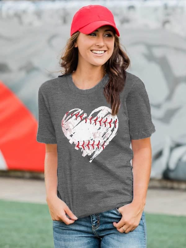 Baseball majice Žene bejzbol srce Tee Day Grafičke majice majice kratkih rukava