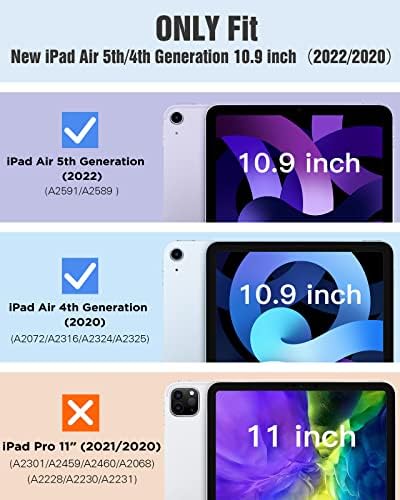 Slučaj Timovo za novi iPad Air 5th/4. generacija 10,9 inča, iPad Air 5 CASE/iPad Air 4 CASE, [Podrška 2. Gen Apple Pencil Punjenje]
