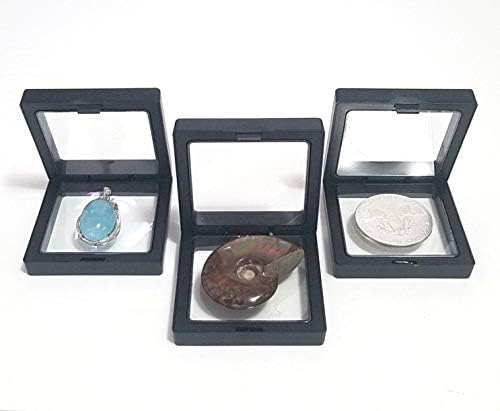Crni prozirni držač zaslona s plutajućim okvirom od 3 inča / kutija / okviri za novčiće, medaljoni, Antikviteti, Nakit, poklon, 2,75