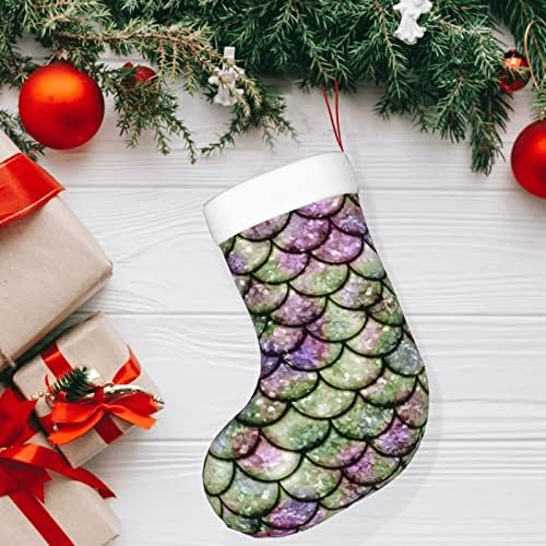 Augesterno božićne čarape Glitter Mermaid Purple dvostrani kamin viseće čarape