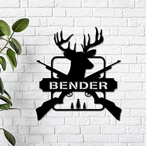 Crno personalizirano ime metalni viseći natpis Prilagodljivi jeleni rogovi obitelj Monogram znak zid zid za viseće dekoracija za unutarnji