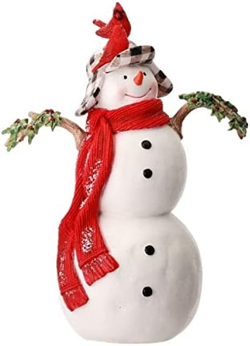 Regency International Slus božićne seoske ceste snježni čovjek s kardinalnom figuricom, visina od 13 inča, višeslojna