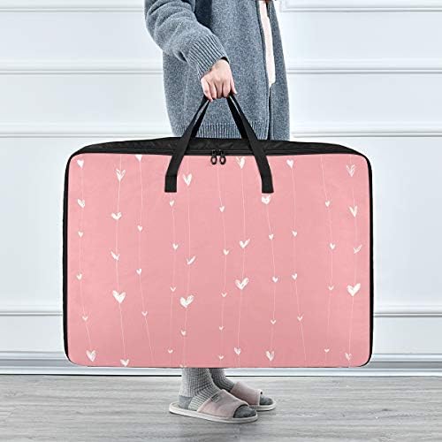 N/ A Underbed torba za odlaganje velikog kapaciteta - Pink Hearts Organizator Organizator za pokrivanje jastuka za patentni zatvarač