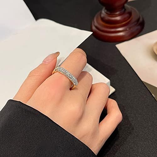 Trendy Deanty prstenovi postavljeni zlatni modni trend puni dijamantni cirkon prsten dame nakit Dijamantni prstenovi za žene podesivi