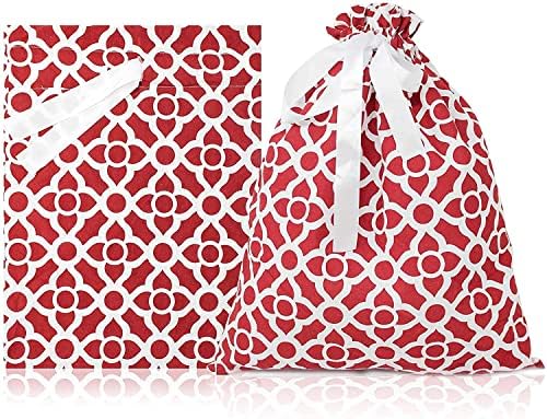 Joyin 6 PCS božićne torbe za torbe za crtanje Tkanine Presudne torbe, razne veličine čarape za skladištenje u vrećama za božićne vreće