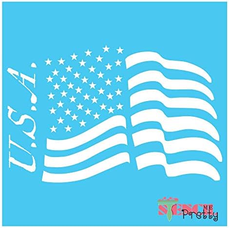 Zvijezde i pruge američke zastave u SAD-u Najbolji vinilni veliki šabloni za slikanje na drvetu, platnu, zidu itd.-XL3 | Sjajno plavi