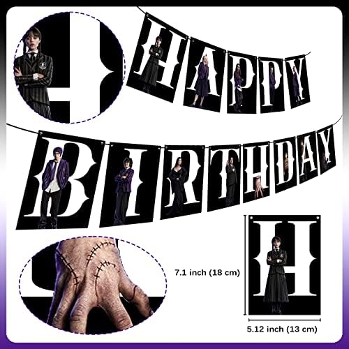 Srijeda Addams dekoracije za zabave, Srijeda Addams, rođendanska zabava isporuke banner Sretan rođendan, Baloni vijenac luk