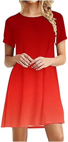 Haljina majice s kratkim rukavima za žene, ženske ljetne haljine od tunike 2023 modni casual gradijent slatka haljina za ljuljanje