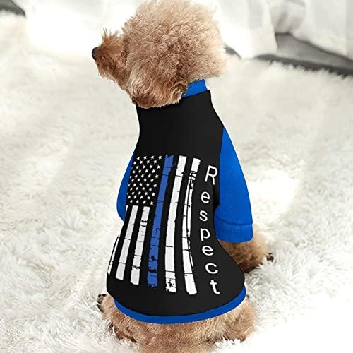 FunnyStar Thin Blue Line American Flag Print Twimshirt za kućne ljubimce s kombinezonom pulovera za runo za pse Mačka s dizajnom