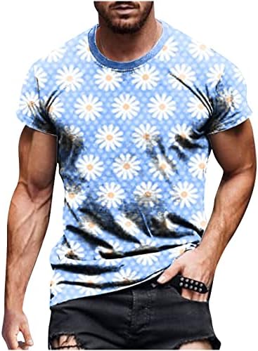 Muška havajska majica Ljetna plaža Thirt Top Cvjetni print kratki rukavi okrugli vrat Grafička majica za odmor za odmor