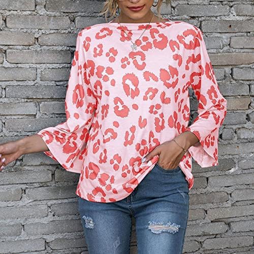 Wenini ženske vrhove Ljetne majice - Ženska košulja leopard print Truba s rukom majica majica majica majice bluza za žene casual