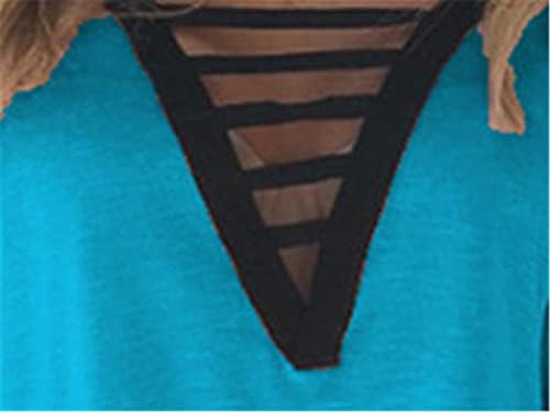 Andongnywell ženske tunike s kratkim rukavima vrhovi bluze casual v vrat majice majice ljetni višebojni predimenzionirani vrh
