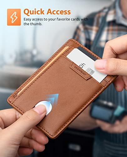 Buffway vitki novčanik za muškarce ili žene minimalistički mali kožni prednji džepni novčanici s blokiranjem RFID -a i kutija za poklone