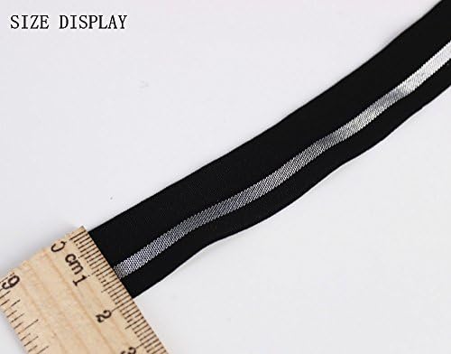 10 jardi Crna Srebrna elastična traka rastezanje 19mm, vrpca trim, pletenica application, odijelo pojas šivanje pribor 91171