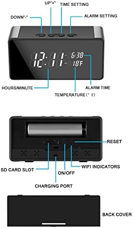 WiFi skrivena kamera- Budilica- temperaturni termodetektor, 4K bežična špijunska kamera s noćnim vidom i otkrivanjem pokreta, nadzor