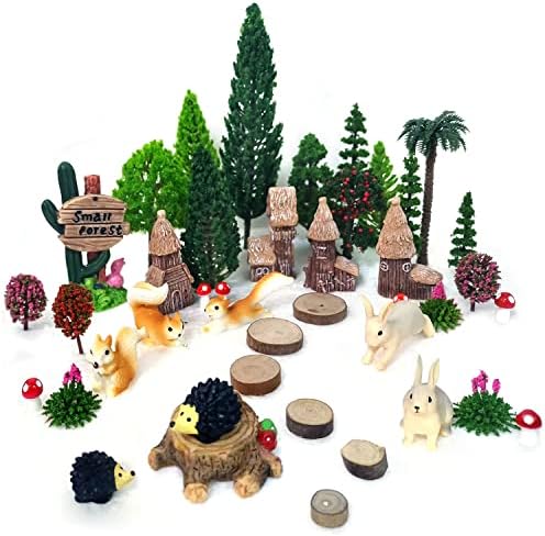 42pcs drveće u obliku životinja, grmlje u mjerilu sa životinjskim figurama, plastično drveće za projekte 1,5-6 inča, model garniture