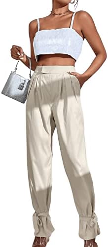 Sweatyrocks ženski visoki struk obrubljeni čvorovi hlače za patentni zatvarač patuljasti hlače s džepovima