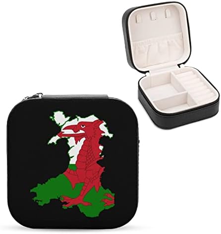Karta zastava Walesa kutije za nakit PU kožni prijenosni zaslon držač kutije za pohranu mini slučaj za žene poklon