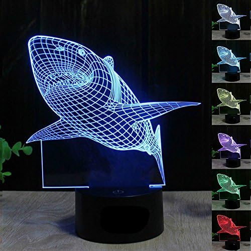 Čeljust velikog bijelog morskog psa 3. iluzija LED noćno svjetlo 7 šarene stolne svjetiljke