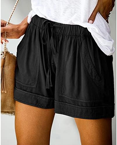 ženske ljetne kratke hlače, Ležerne udobne kratke hlače s elastičnim pojasom S vezicama i džepom, lagane kratke hlače velike veličine,