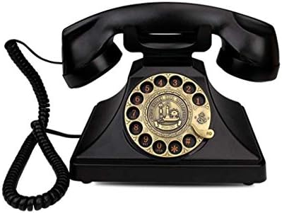 Myyyyyyybin crni rotacijski broj telefona retro fiksni telefoni s klasičnim metalnim remenom na vratima s zvučnikom, crnim