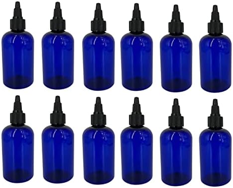 4 oz plave bostonske plastične boce -12 pakiranje prazne punjenja boca - besplatno bpa - esencijalna ulja - aromaterapija | Black Twist
