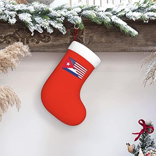 TZT američka zastava i Kuba zastave božićne čarape, božićni blagdanski pokloni za obiteljske odmor ukrasi 18-inčni