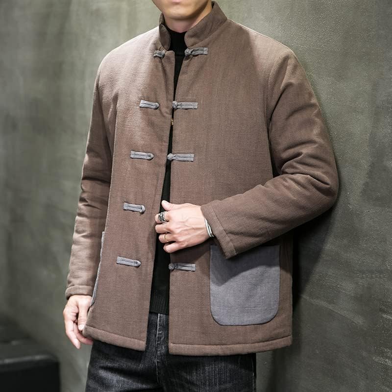 Zimski pamučni kaput muški kineski stil retro boja odgovara Hanfu debelom jakni pamuk i laneni topli kaput