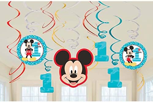 Amscan 1. rođendan Mickey Mouse Swirl Dekoracije 12Count Party Poliša Mickey Fun to BE TO! Jedna veličina, višebojna