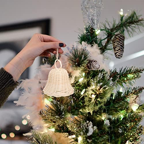 Amosfun božićni rattan viseći ukrasi pleteni zvoni ukrasi jingle zvona božićna božićna zvona privjesak za praznični dom vrtni vijenac